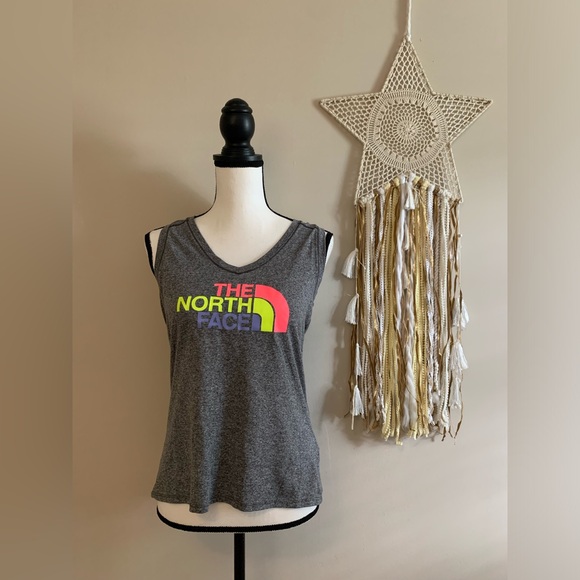 The North Face Tops - The North Face size medium gray spell out sleeveless EUC